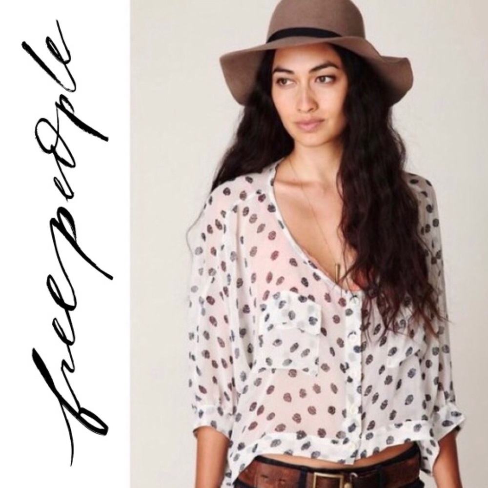 Free People 2-Pocket Printed Sheer Crop Top